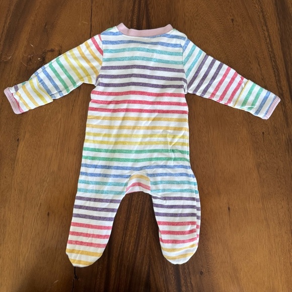 Honest Baby Striped Rainbow Footie Pajama, organic cotton, size 0-3M - Picture 3 of 4